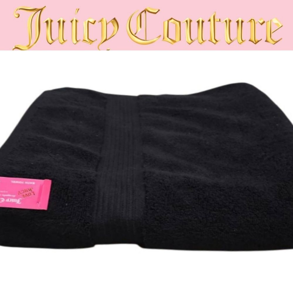 Juicy Couture Oversized Plush Bath Towel- Black